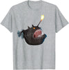 click here for better realistic Animals tees realistic Anglerfish Creatures Deep Sea Monster Angler Fish T-Shirt - Heather Grey