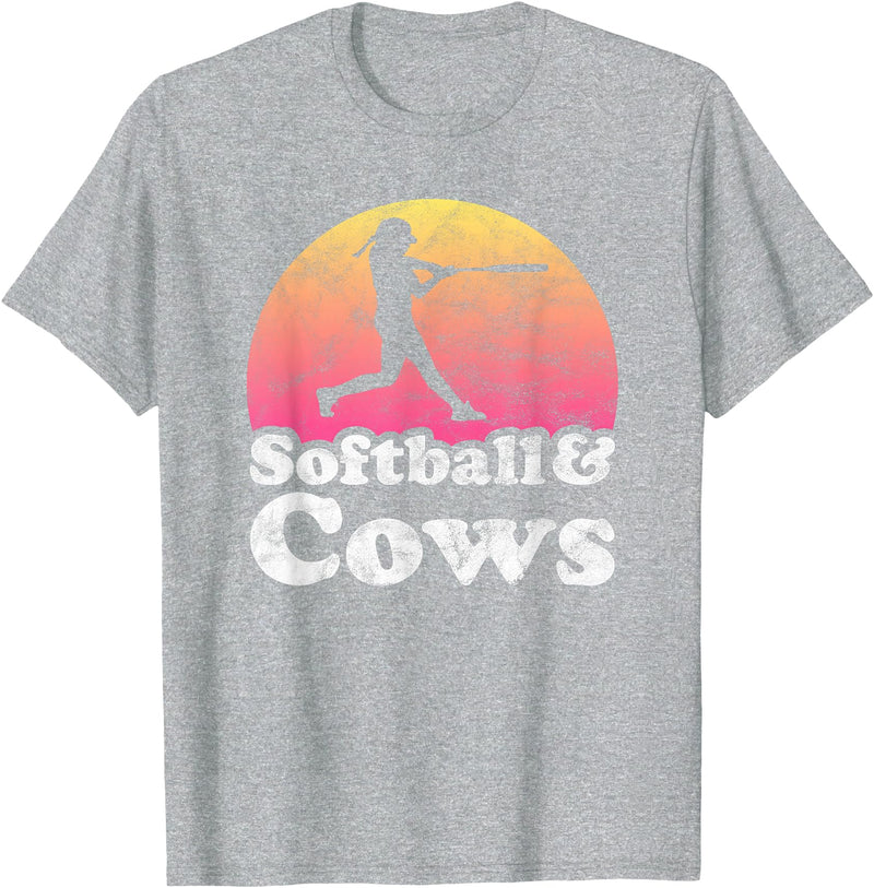 Softball and Cows Apparel Co Softball and Cows Women or Girls Cow T-Shirt - Heather Grey
