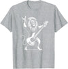 Funny Guitar Lion Lovers Costume for Guitarist Rock n Roll Lion Playing Guitar Funny Men Women Lion T-Shirt - Heather Grey