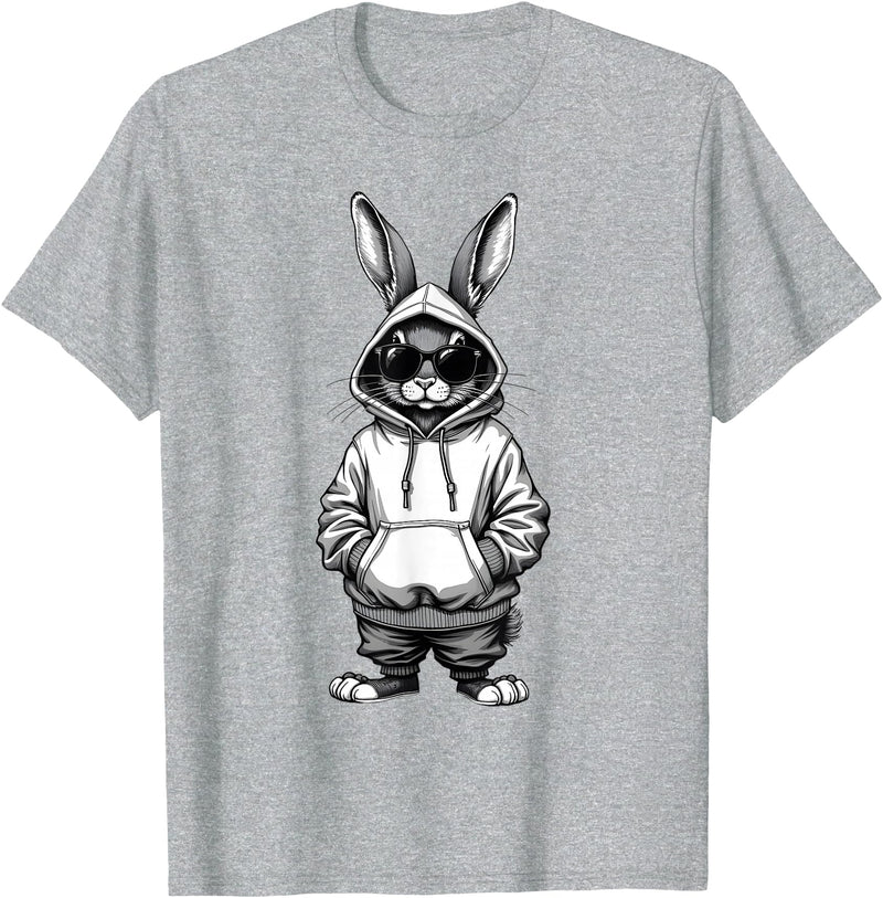Happy Easter Day Bunny Easter Boys Kids Girls Teens Men T-Shirt in Heather Grey