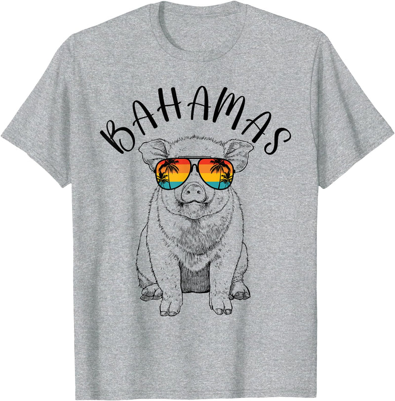 Funny Swimming Pigs It's Better in the Bahamas Bahamas Pig Bahamas Souvenir Family Vacation Trip T-Shirt - Heather Grey