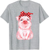 Nettes Schwein mit Kopftuch Komisch vio Cute Pig with Headscarf Funny T-Shirt - Heather Grey