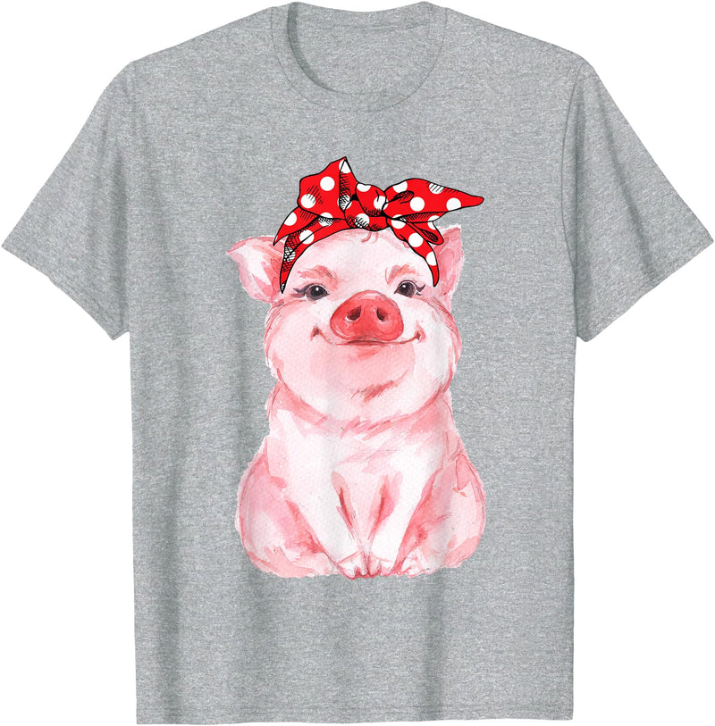 Nettes Schwein mit Kopftuch Komisch vio Cute Pig with Headscarf Funny T-Shirt - Heather Grey