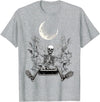 Skeleton Love Halloween Moon Skeleton Rock On Hand Spooky Halloween Rock Concerts T-Shirt - Heather Grey
