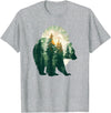 bear outfits for naturelovers and camper green bear double composition nature bears double T-Shirt - Heather Grey