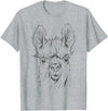 Funny Llama Alpaca Animal Lover Gifts Clothing Llama Alpaca Line Art T-Shirt - Heather Grey
