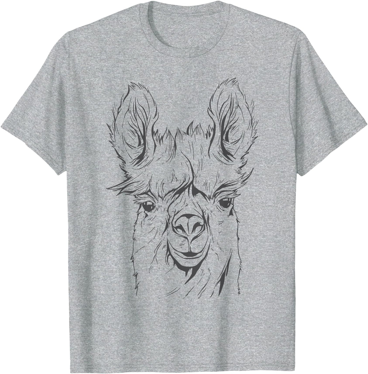 Funny Llama Alpaca Animal Lover Gifts Clothing Llama Alpaca Line Art T-Shirt - Heather Grey