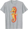 Seahorse Designer Designs Seahorse with Heart | Cute Seahorse Heart Symbol T-Shirt - Heather Grey