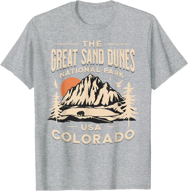 Great Sand Dunes National Park Colorado USA Retro Great Sand Dunes National Park Colorado Hike Outdoors Retro T-Shirt - Heather Grey