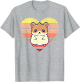 Cute Hamster Design Retro Heart Shape Vintage T-Shirt - Heather Grey