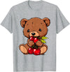 Cute Cherry Animals Cherry Bear Cute Bear Nature Cherry Fruit Artwork Wildlife T-Shirt - Heather Grey