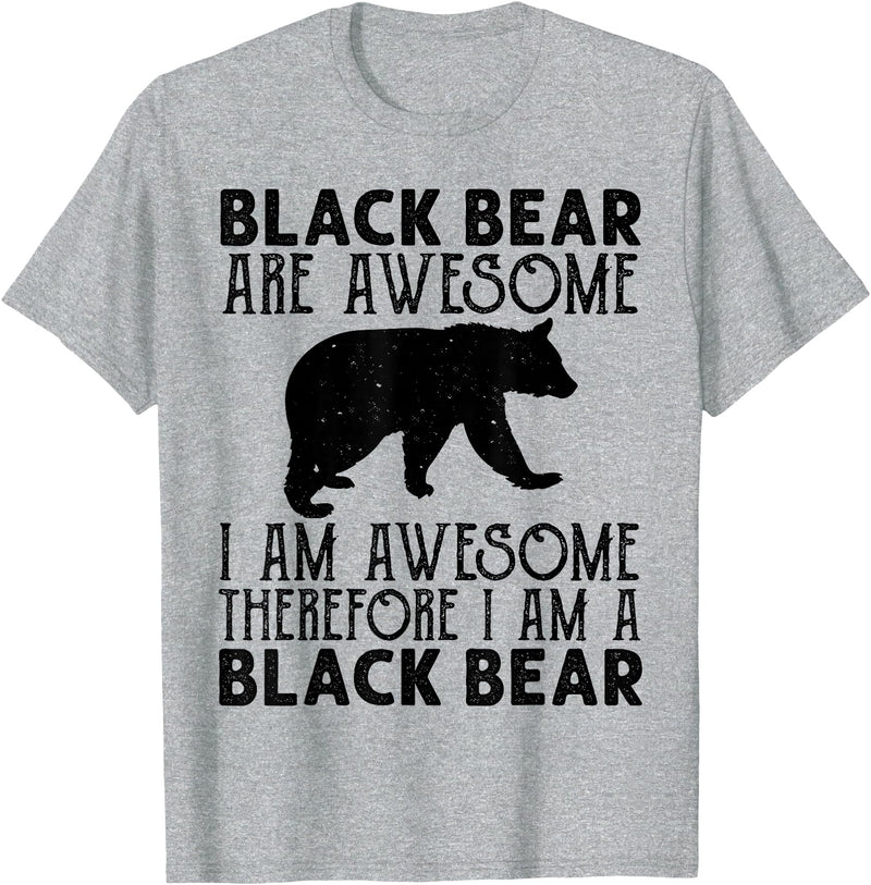 Cool American Black Bear Lovers gifts costume Black Bear Tee Funny American Bear Lover Animal T-Shirt - Heather Grey
