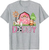 Pink Farm Cow Gender Reveal Party Daddy Pink Farm Animal Birthday Kids Matching Family T-Shirt - Heather Grey