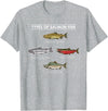Awesome Fishing Designs Types of Salmon Fish for Salmon Fishing T-Shirt - Heather Grey