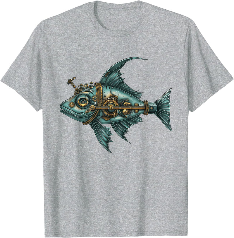 Halibut Flatfish Alaska Fishing Sea Ocean Flounder Halibut Steampunk T-Shirt - Heather Grey