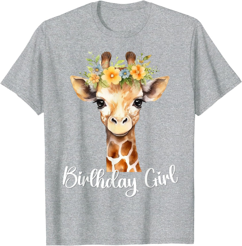 Zoo Animal Matching Birthday Girl Party Outfits Giraffe Birthday Girl Outfit for Wife Zoo Birthday Party T-Shirt - Heather Grey