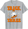 3 Year Old Boy Birthday Gift For Spooky Boys Kids Trick or Three 3rd Halloween Birthday Ghost Skateboarding T-Shirt -