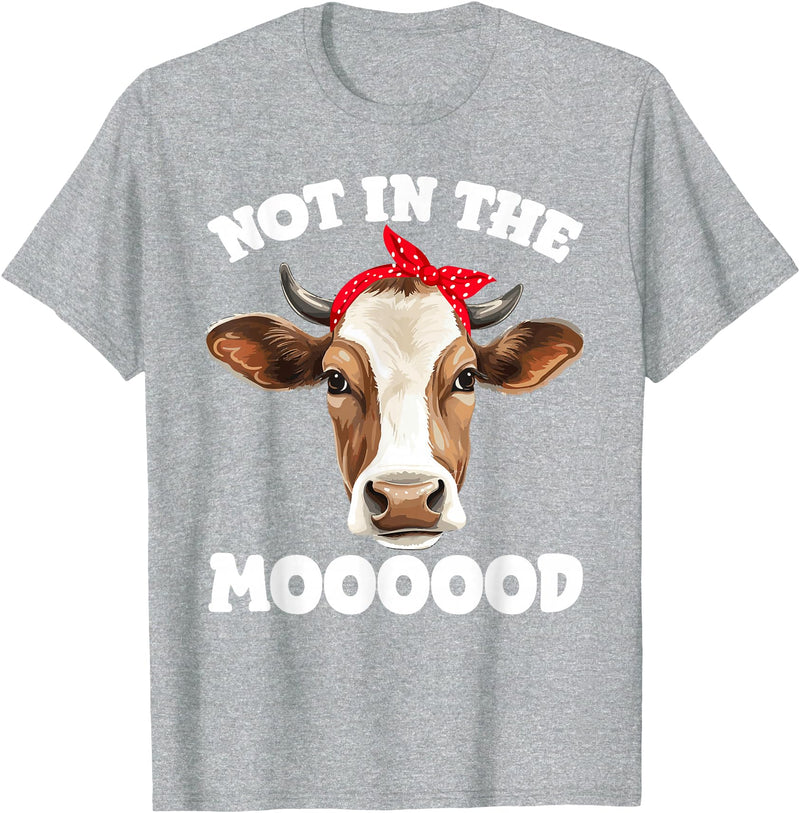 Don't Talk To Me Designz Not In The Mood Sarcastic Heifer Dairy Cow Midwest Farmer T-Shirt - Heather Grey