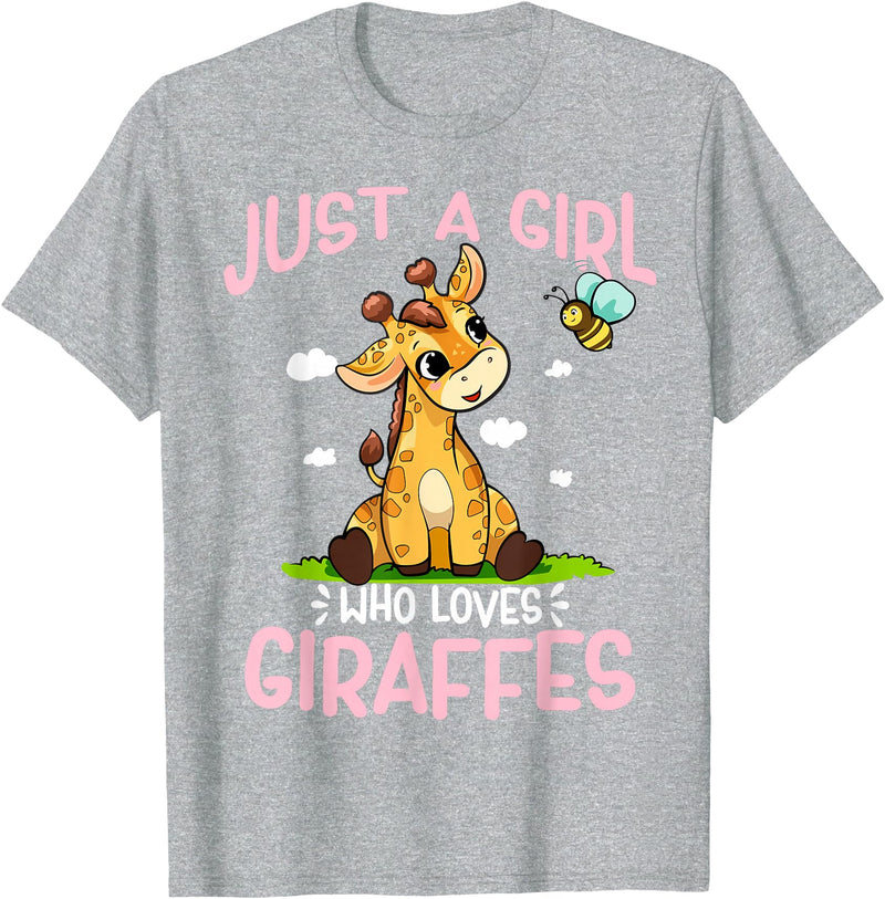Funny Giraffe Gifts & Designs Just A Girl Who Loves Giraffes Cute Baby Giraffe T-Shirt - Heather Grey