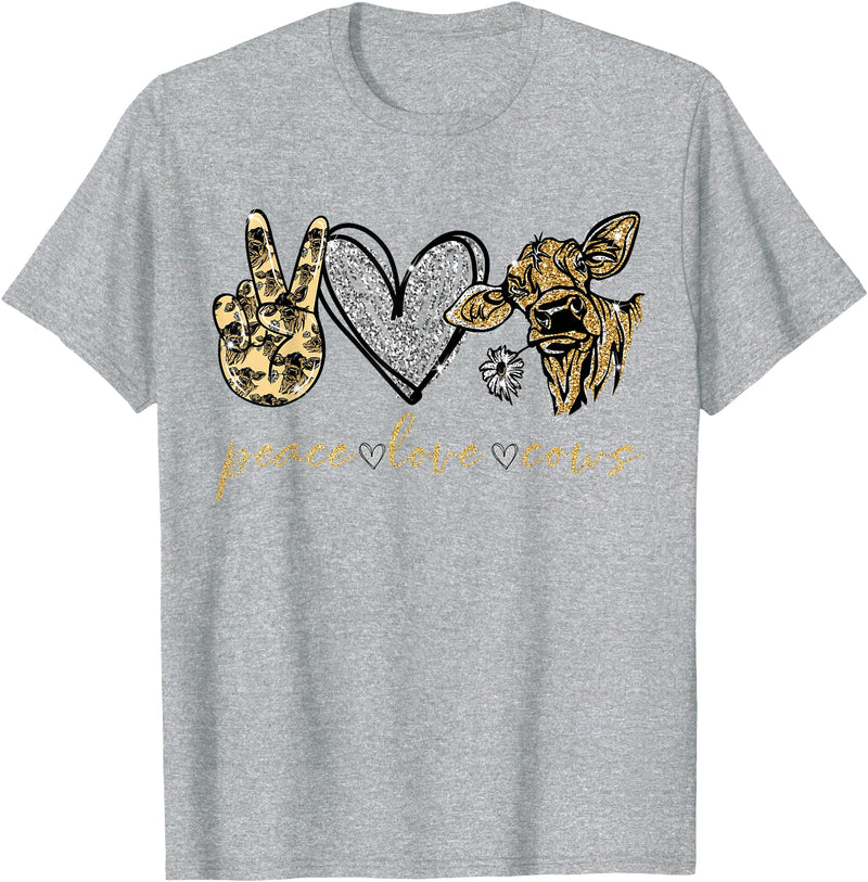 Funny Peace Love Cow - Cow Lover GiftT-Shirt Funny Peace Love Cow - Cow Lover Gift T-Shirt - Heather Grey