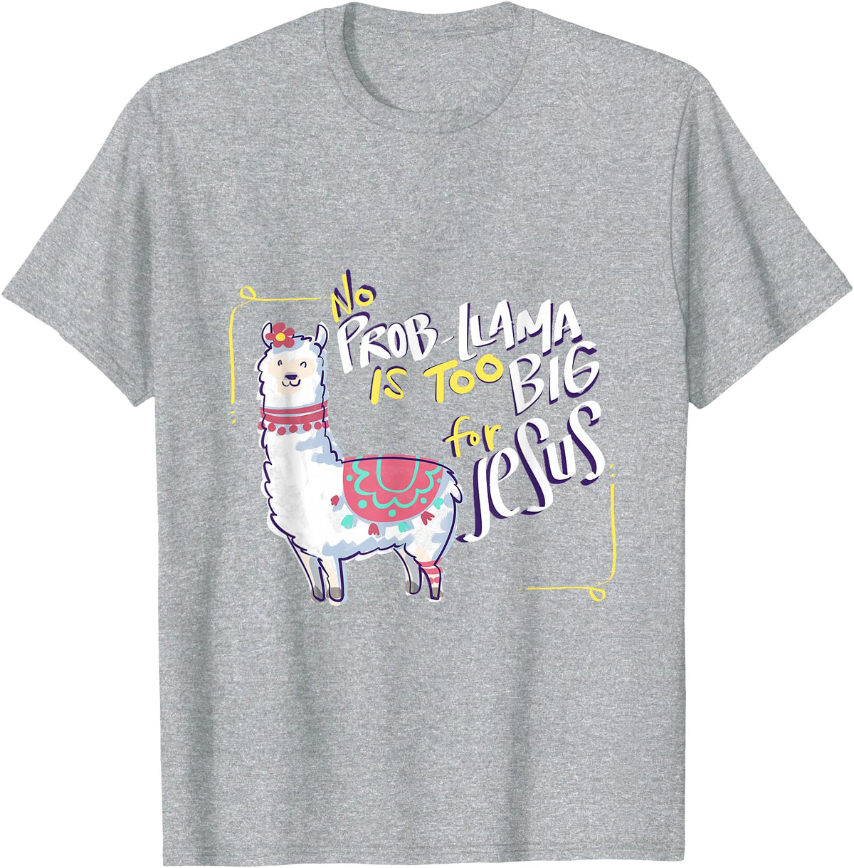 Christian and Jesus apparel - no probllama Design No Prob Llama is Too Big for Jesus Gift Idea T-Shirt - Heather Grey