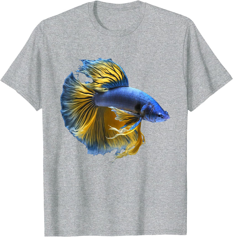 click here for better Fishing tees Yellow & blue Siamese fighting Betta fish Aquarium Owner T-Shirt - Heather Grey