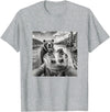 A1a Life Funny Graphic Tee Alligator Selfie with Bear in Woods Weird T-Shirt - Heather Grey
