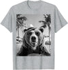 Cute Selfie Grizzly Bear Lovers Funny Grizzly Bear Selfie Summer Vacation T-Shirt - Heather Grey