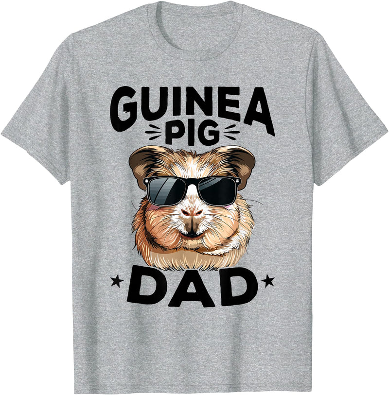 Funny Guinea Pig Pet Lover Rodent Lover Graphics Funny Guinea Pig Pet Lover Rodent Animal Guinea Pig Dad T-Shirt - Heather Grey
