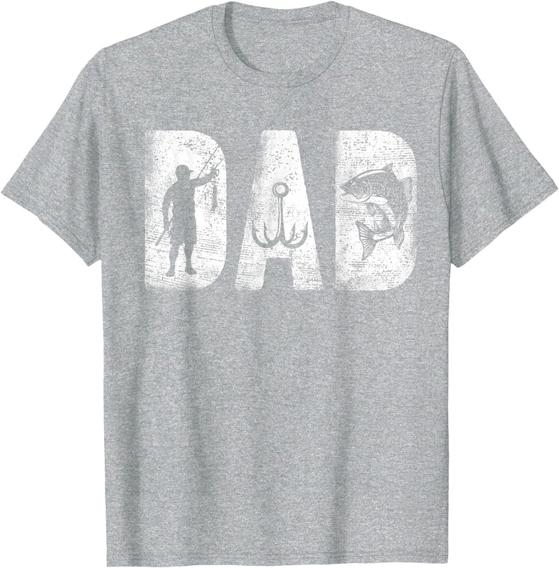 Fishing Gifts for Dad Birthday Fisherman Fishing Dad Classic Bold Font Father's Day Fish Daddy T-Shirt - Heather Grey