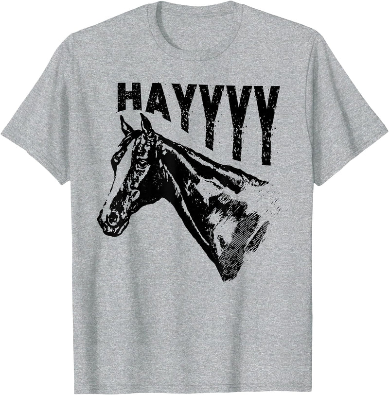 Funny Horse Riding Vintage Graphic Tee Funny Horse T-Shirt - Heather Grey