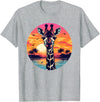 Sunset Giraffe I Cartoon Giraffe Art Kids Giraffe I Summer Giraffe T-Shirt - Heather Grey