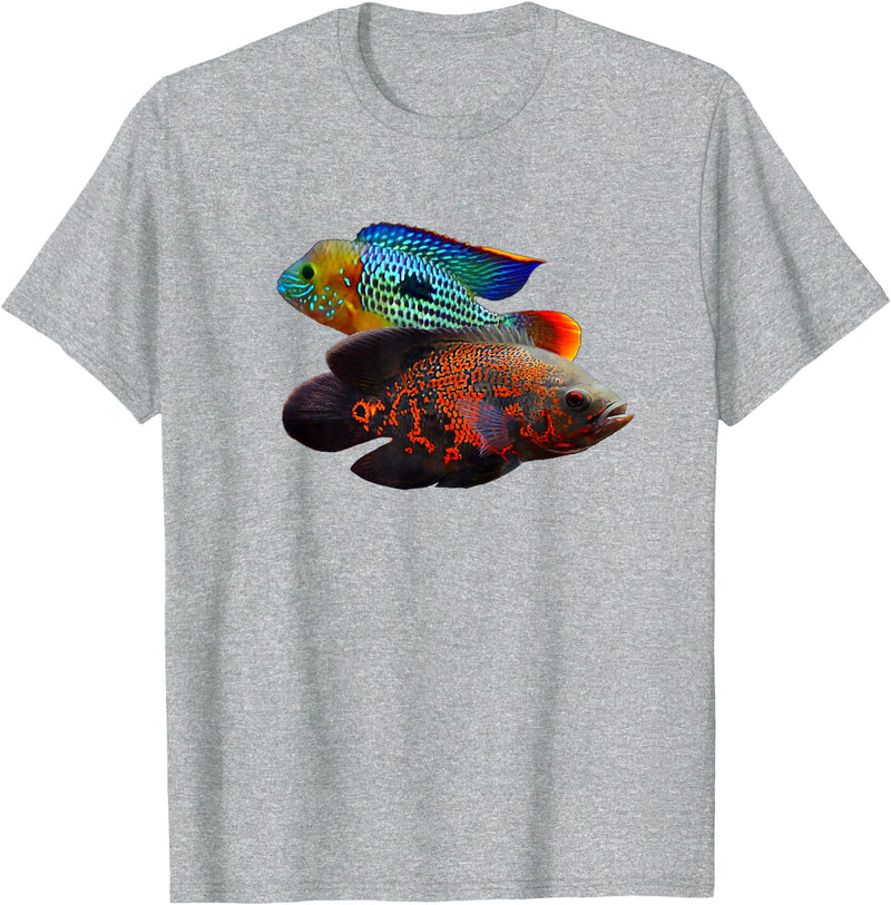 Green Terror Oscar Cichlid Tees Oscar Fish Green Terror Cichlids Monster Fish Aquarium T-Shirt - Heather Grey