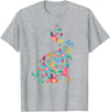 Floral Easter Women Girls Easter Bunny Spring Flowers Rabbit T-Shirt in Heather Grey