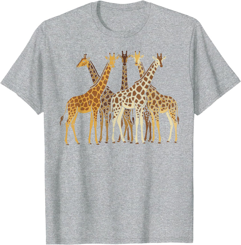 Safari Wildlife Shirts Men Women Kids Safari Giraffes Herd Wildlife African Jungle Men Women Kids T-Shirt - Heather Grey