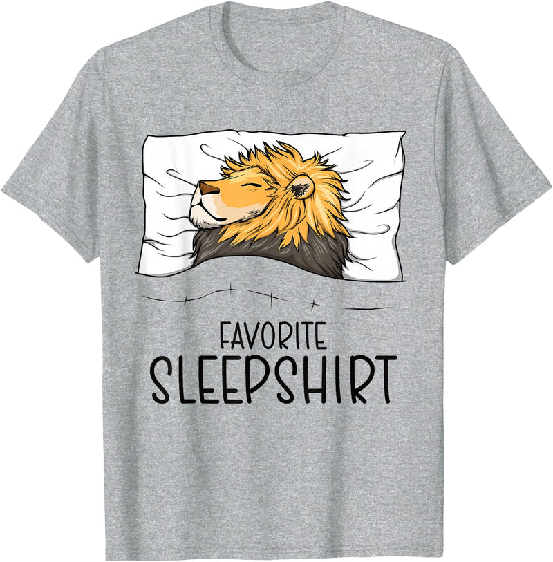 Sleeping & Napping Shirt Gifts For Nap Lovers Favorite Sleepshirt Lion, Napping Lion Pajama T-Shirt - Heather Grey