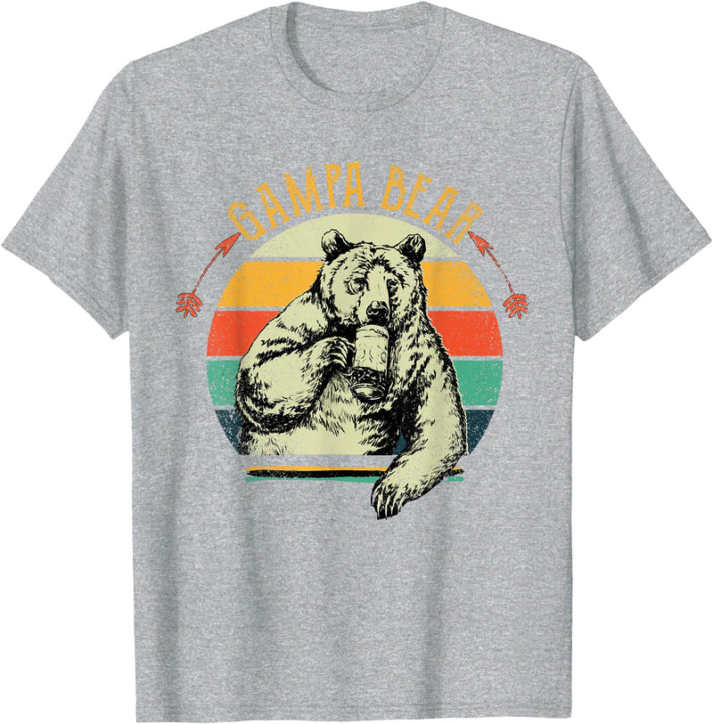 Gampa Bear Funny Father's Day shirt Mens Vintage Gampa Bear Shirt Funny Fathers Day T-Shirt - Heather Grey