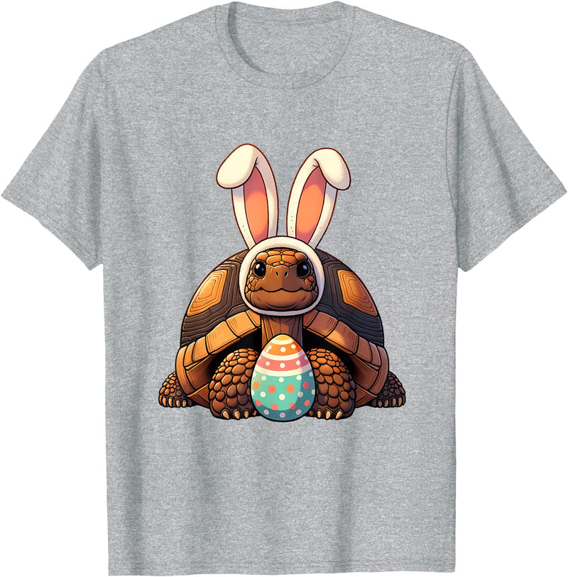 Funny Easter Tortoise Lovers Egg Eggs Bunny Rabbit Funny T-Shirt in Heather Grey