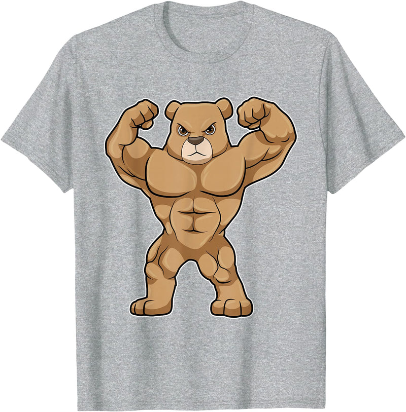 Snabdesign84 Bear Bodybuilder Bodybuilding Sports T-Shirt - Heather Grey