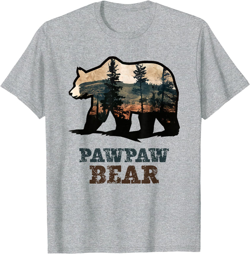 PawPaw Grandpa Fathers Day Birthday Christmas Gift PawPaw Bear Vintage Retro Funny Paw-Paw T-Shirt - Heather Grey