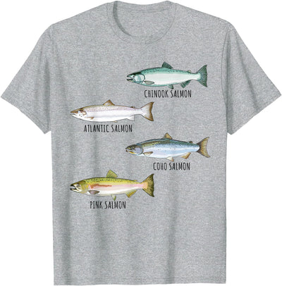 Fish Species Biology Different Types Of Salmons Fishing T-Shirt
