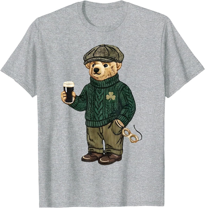 Teddy Bear Feeling Lucky St Patricks Women Men Cool Funny Teddy Bear Feeling Lucky Drinking St Patricks Day T-Shirt - Heather Grey