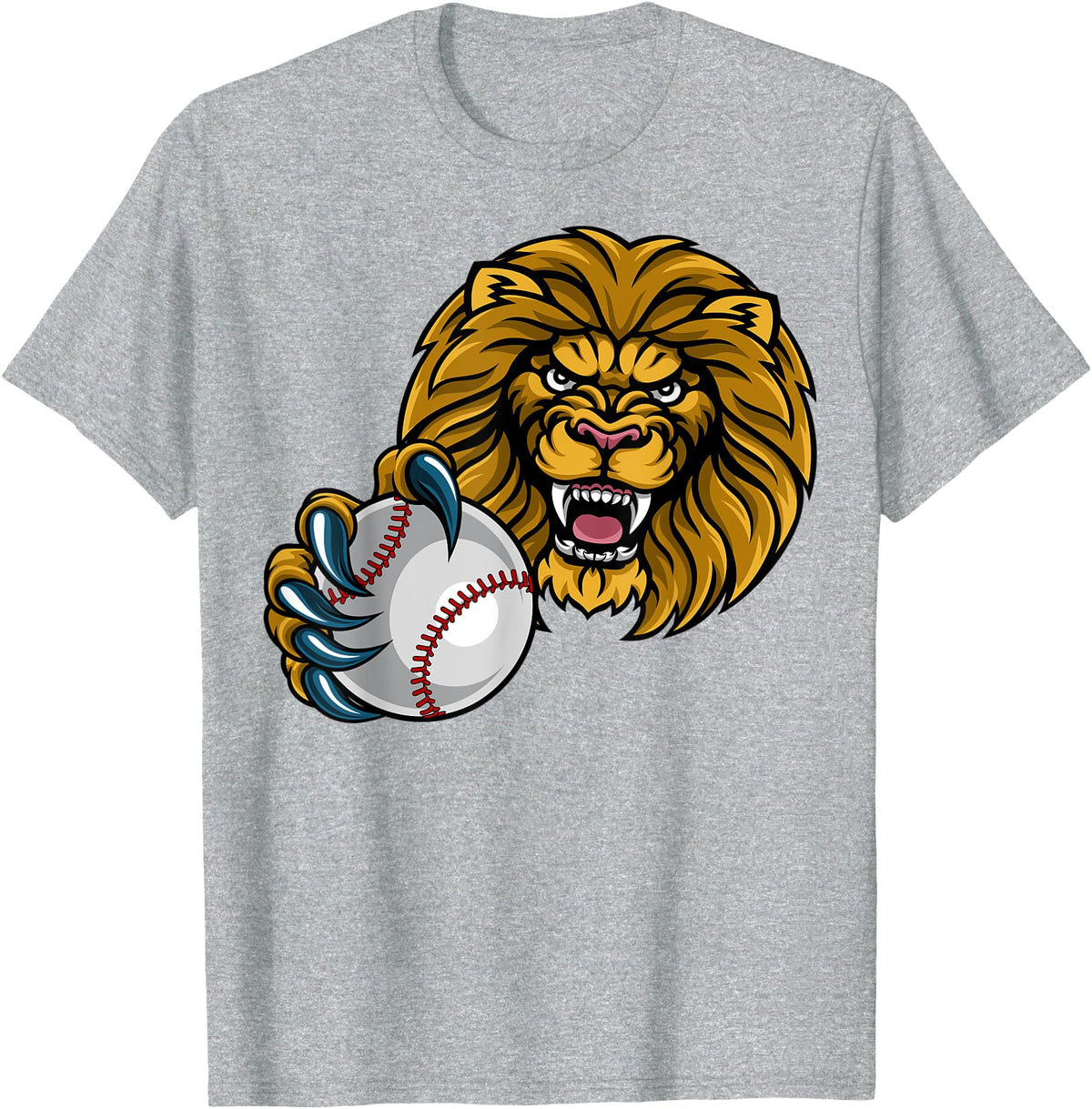 Lion Sports Team Mascot Baseball or Softball Ball Lion Sports Lions Team Mascot Holding Baseball Softball Ball T-Shirt - Heather Grey
