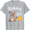 Bunny Rabbit Birthday Girl 12th Birthday Party 12 Years Old T-Shirt in Heather Grey