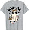 Boo-Jee Ghost Halloween Tees for Women Women Girls BOU-JEE Ghost Boba Leopard Sassy Halloween T-Shirt - Heather Grey