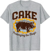 Irony Barn Club for Alt Music and Dry Humor Fans Cake Prolonging the Magic Funny Retro Pig Expression Vibes T-Shirt - Heather Grey