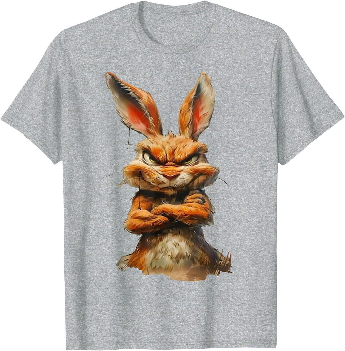 Grumpy Horror Rabbit T-Shirt in Heather Grey