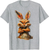 Grumpy Horror Rabbit T-Shirt in Heather Grey