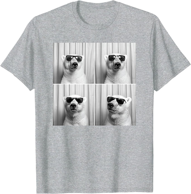 Arctic Polar Bear Face Photography Men Women Kids Cool Polar Bear With Sunglasses Funny Zoo Animal Selfie T-Shirt - Heather Grey