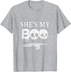Halloween Costume She's My Boo Skull Face Matching Halloween Couples Funny T-Shirt - Heather Grey